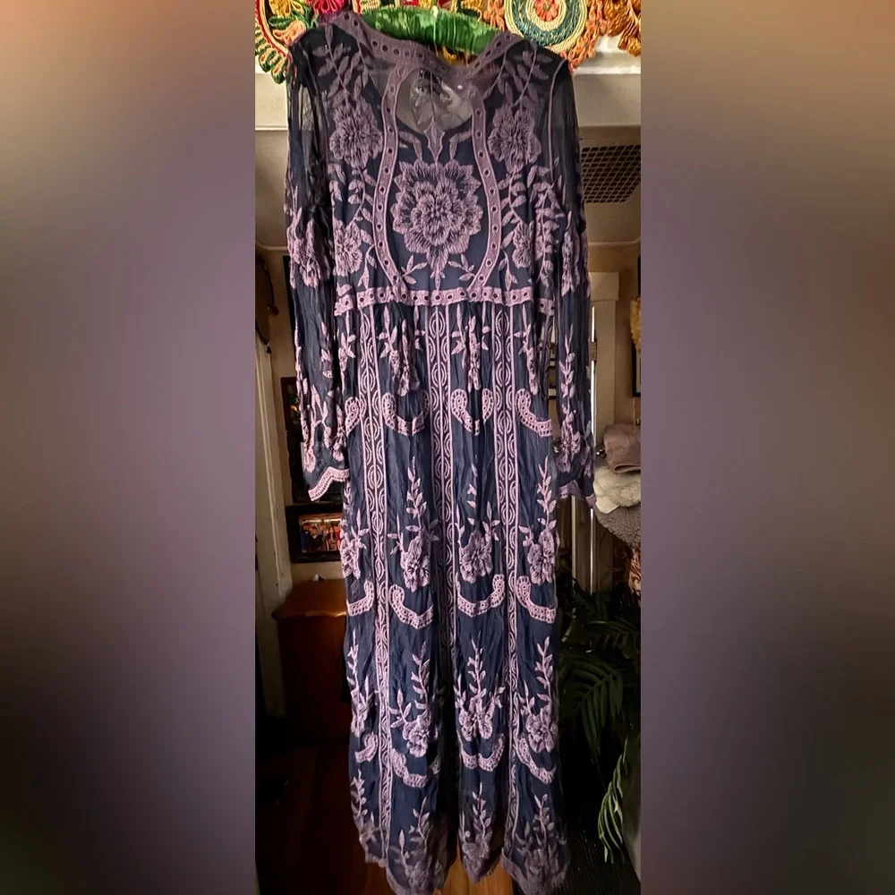 Calstyle Lace Maxi Dress with Navy Slip Womens XL Gorgeous - Picture 2 of 10